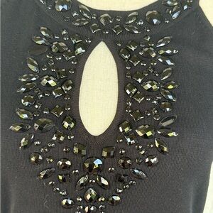 INC International Concepts Black Embellished Top